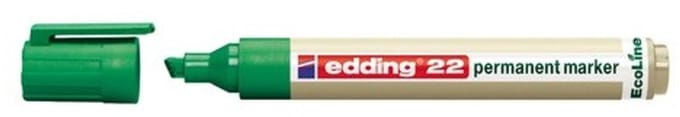 edding 22 EcoLine Permanente Marker, Beitelvormige Punt, 1 - 5 mm, Groen (doos 10 stuks)