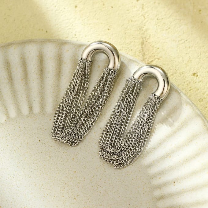 Bijoutheek Oorknoppen Tassel Ketting Zilver
