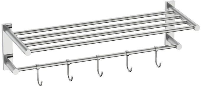 DutchLine - Handdoekrek met haken - 60cm – Chroom