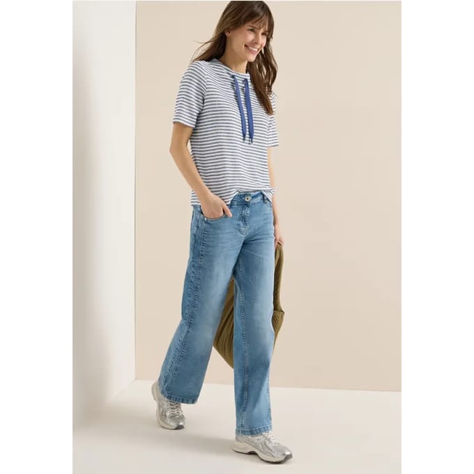 Shirt met trechtervormige hals en structuur
