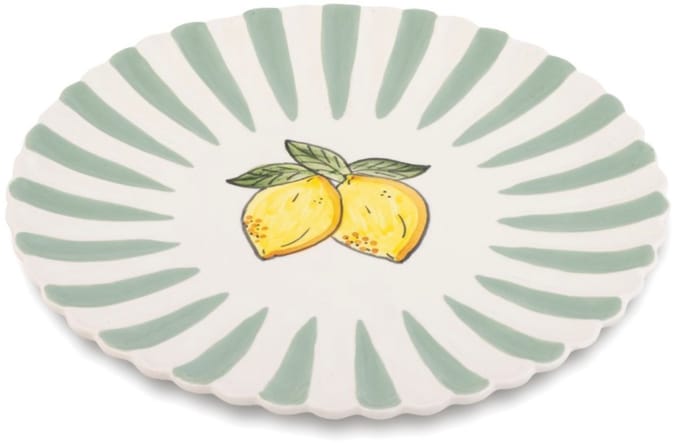 Dinerbord Fruity Citron – Groen/Wit – Aardewerk – ø 28cm - Dishes & Deco