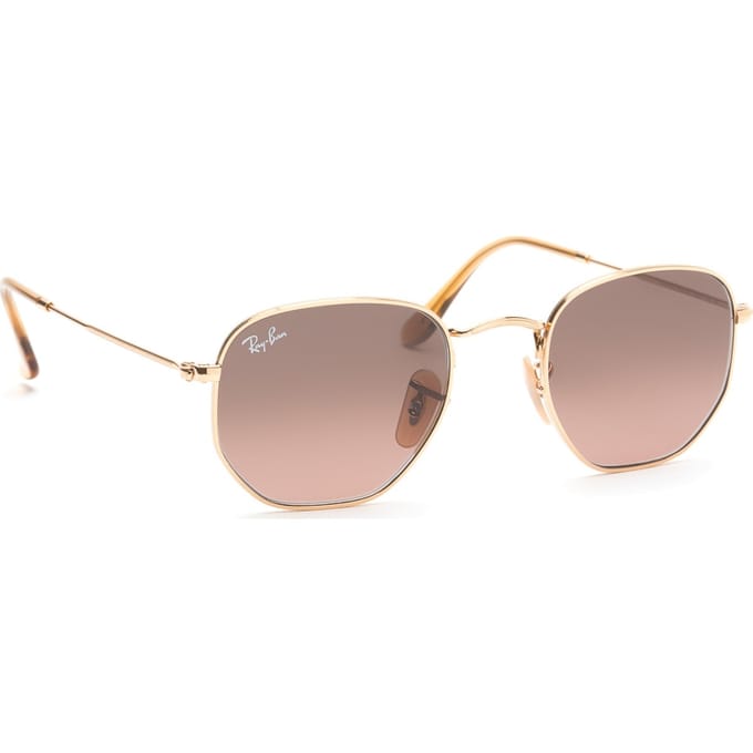 Ray-Ban Vierkant unisex gepolijst goud bruin gradiënt zeshoekige rb3548n