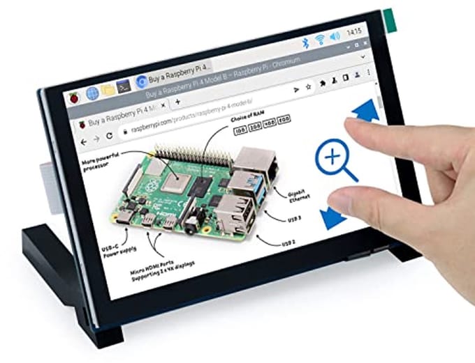 5 Inch Touchscreen Monitor voor Raspberry Pi - 800x480 Pixel IPS Display met Capacitive Touch