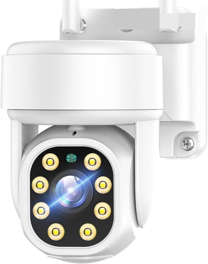 Beveiligingscamera Buiten - PTZ Camera HD - Huisbewaking - Automatische Tracking - 8MP 4K - Wit