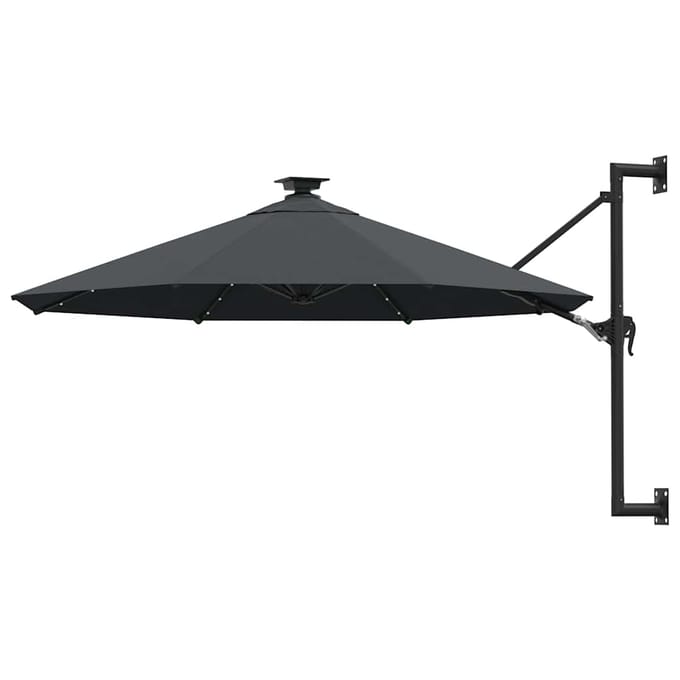 vidaXL - Wandparasol - met - LED's - 300 - cm - antracietkleurig