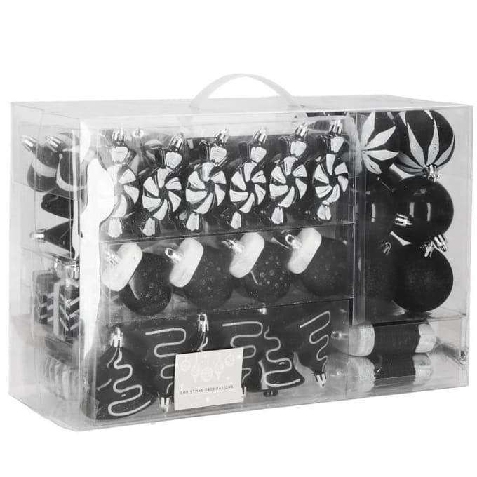Springos Kerstballen - Kerstversiering - Onbreekbaar - 77 Stuks - Zwart