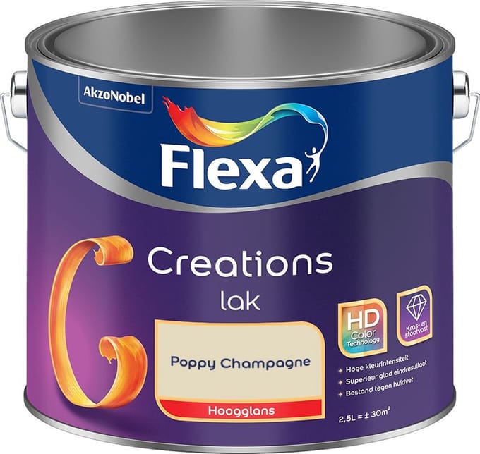 Flexa - Creations Lak Hoogglans - Poppy Champagne - Mengverf - 2,5 L