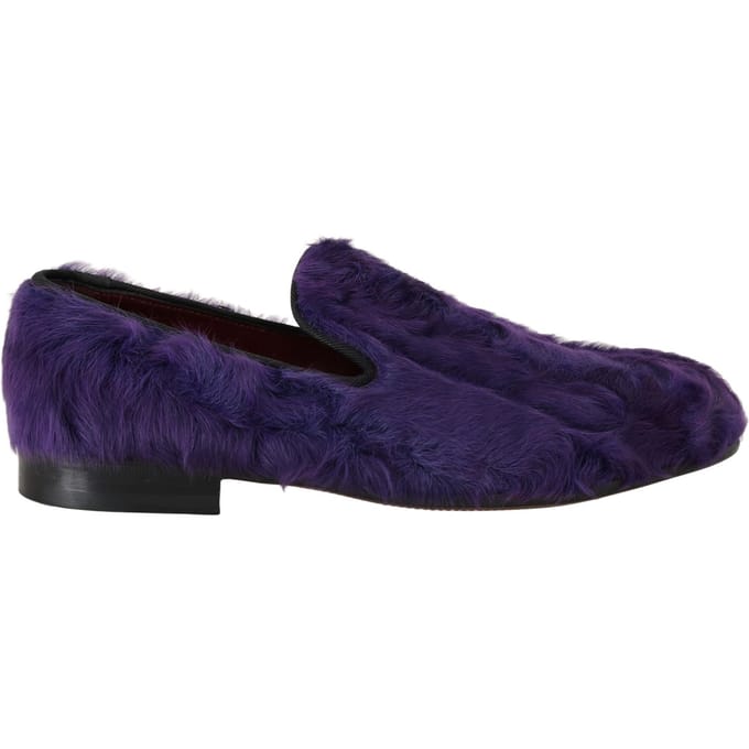 Dolce & Gabbana Dames Paarse Schapenbont Leren Instappers