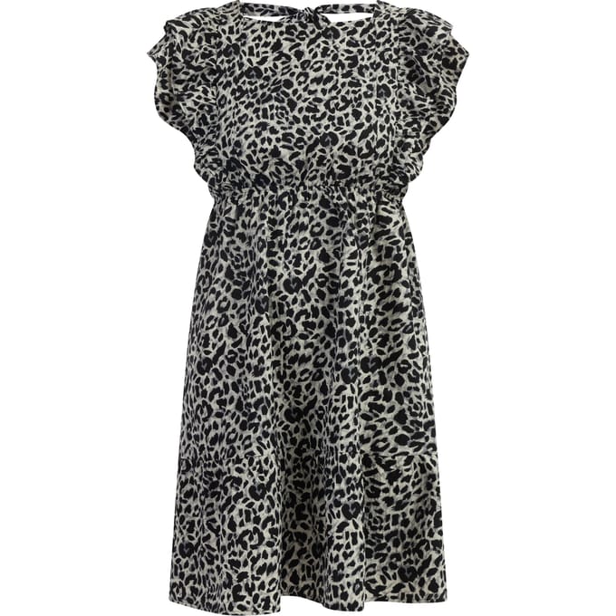 Faina Midi-jurk met luipaardprint Dames Grijze Leeuw