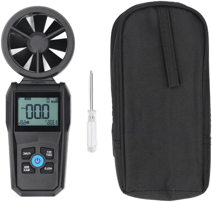Digitale Windmeter - Snelheidsmeter Lucht - Luchtstromen Meten - 180 Graden Ventilator - 215 mm - Zwart