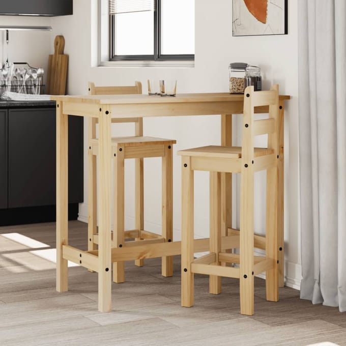 vidaXL - 3-delige - Barset - massief - grenenhout