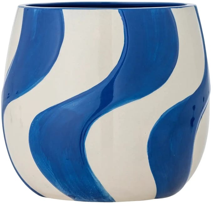 Bloomingville Bloempot aardewerk blauw Romy 20cm