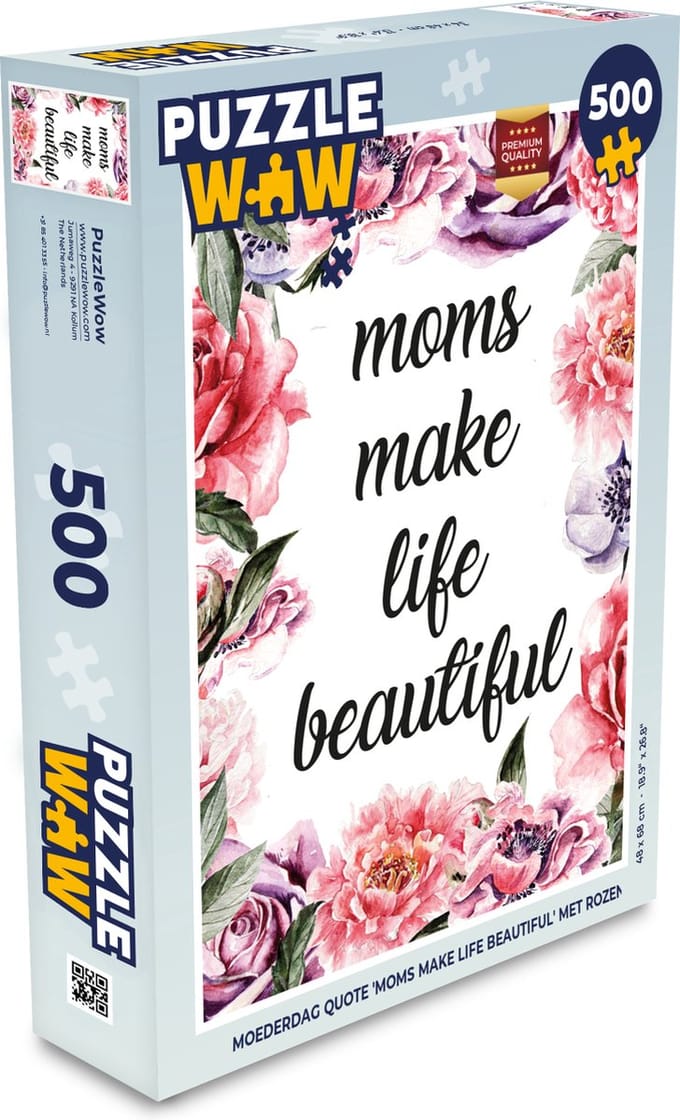 Puzzel Quotes - Moms make life beautiful - Spreuken - Mama - Legpuzzel - Puzzel 500 stukjes