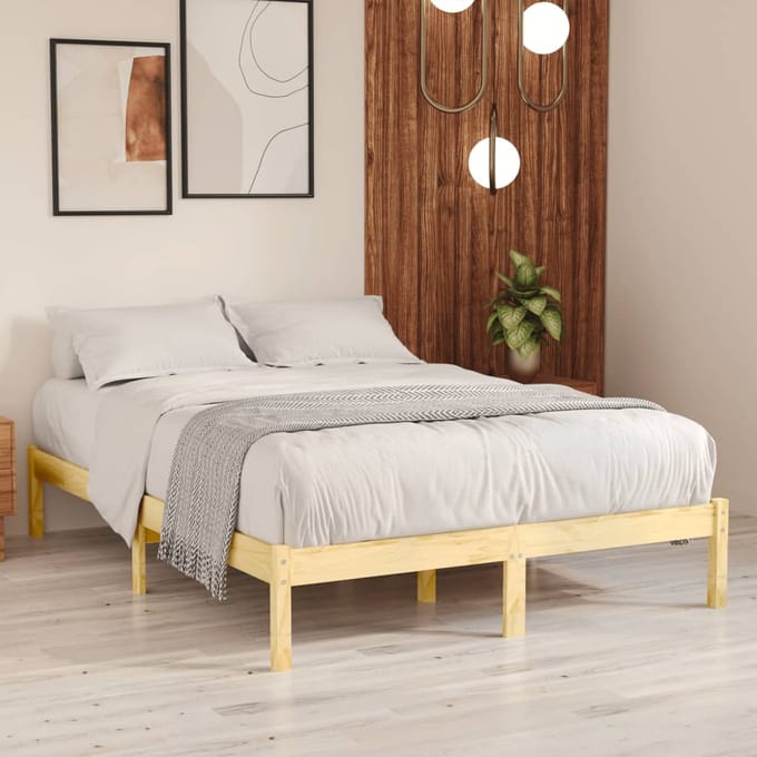 vidaXL - Bedframe - massief - hout - 135x190 - cm