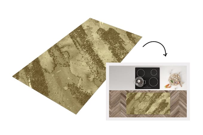 Keukenloper - Loper keuken - Gold - Glitter - Structuur - 120x60 cm - Keukenloper vinyl