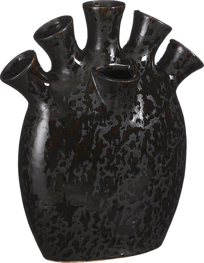 Mica Decorations Tulpenvaas - Saul - zwart - keramiek - 26 x 14 x 30,5 cm - vaas