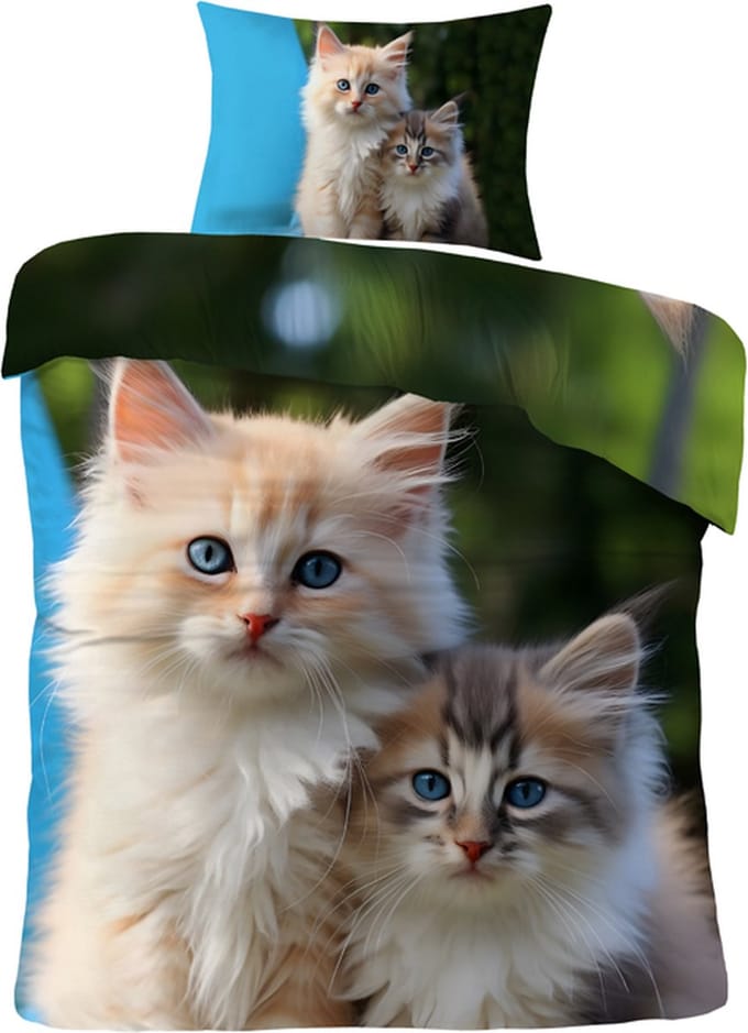 iSleep Dekbedovertrek Kittens - Eenpersoons - 140x200/220 cm - Multi
