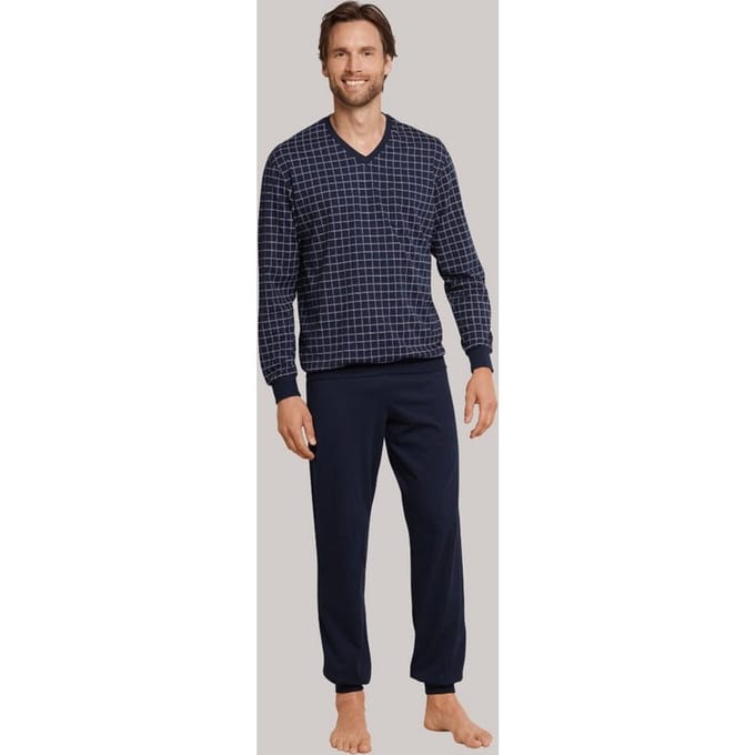 Schiesser - maat M- Heren Pyjama - Donkerblauw - V hals