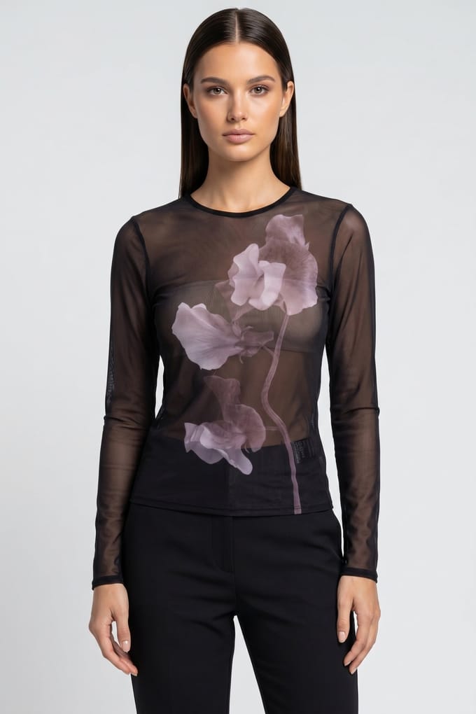 & Other Stories Solange Mesh Top Black Größe: XS | Longsleeves Outlet | Damen | Schwarz