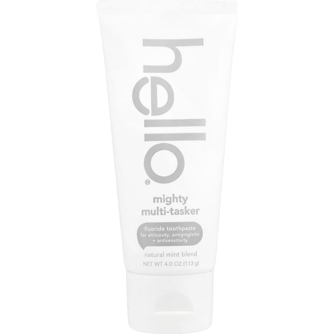 Hello, 8 in 1 Mighty Multi-Tasker Fluoride Toothpaste, Natural Mint Blend, 4 oz (113 g) white