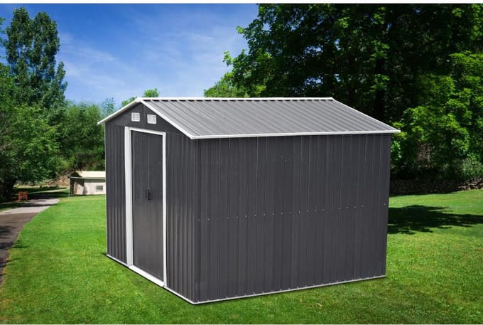 Vente-unique Tuinhuis van grijs gegalvaniseerd staal MANSO - 6,6m²