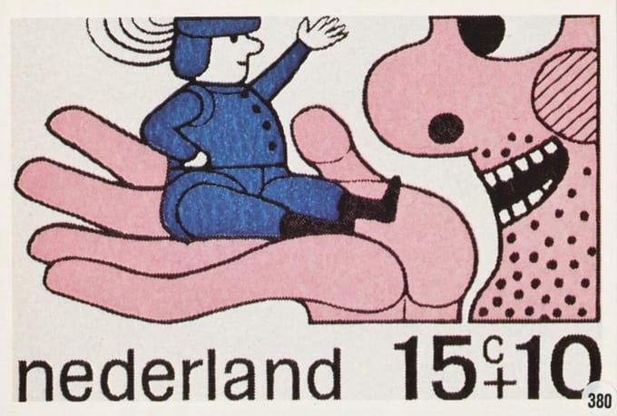 Briefkaart met afbeelding Reus postzegel