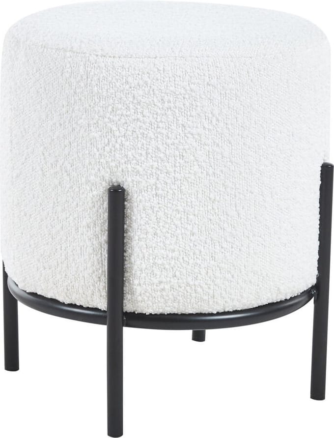 Poef Mia Wit - Bouclé - Breedte 35 cm - Diepte 35 cm - Hoogte 38 cm