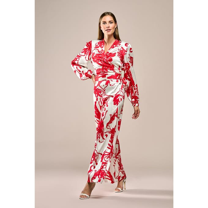 Cassandra Print Broek Rood / Wit
