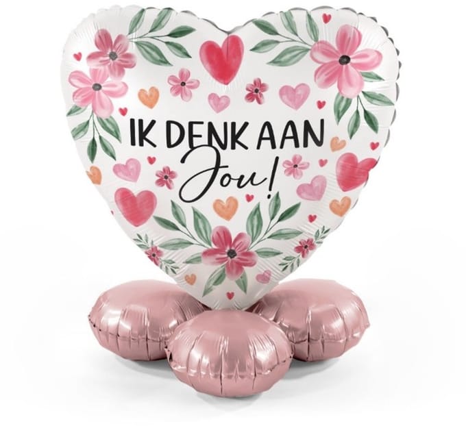 Ik denk aan jou! - Rosy Romance - DUT - Ballonnen set met standaard - Everloon