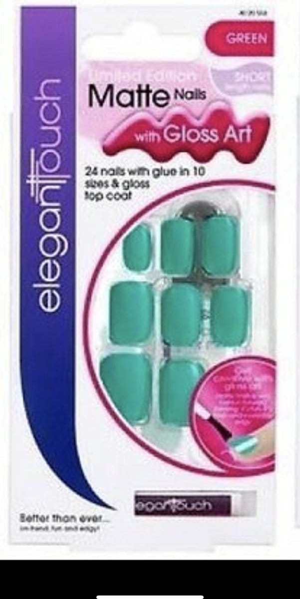 Elegant Touch Kunstnagels Matte Met nagellak  Gloss Art Green
