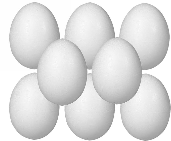 Rayer Hobby piepschuim ei - 8x - 10 cm - wit - Pasen decoratie - tempex paaseieren