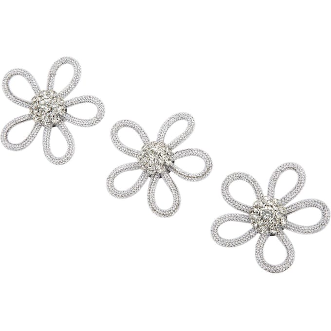 3 Stuks Schoen Broche Leuke Kleuren 6cm Strass Brede Bloemvorm Kleding Broche voor Schoenen Tas Bruiloft white