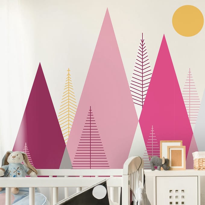 Kinderstickers met Scandinavische bergen van Lucinka, 70 x 105 cm