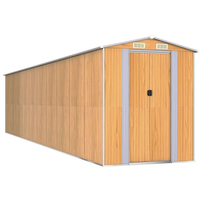 vidaXL - Tuinschuur - 192x855x223 - cm - gegalvaniseerd - staal - lichtbruin