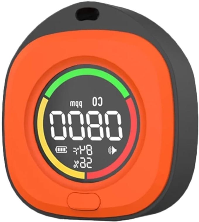 Luchtkwaliteitsmeter, Koolmonoxidedetector CO Luchtkwaliteitsmonitor LED-scherm for binnen en op reis(Orange)