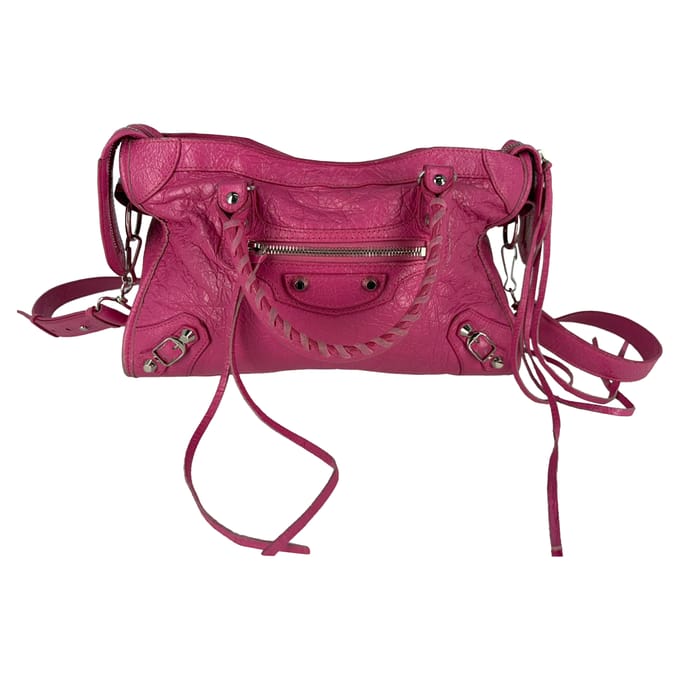Balenciaga Small Classic City Studs tas in roze leer