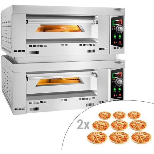 GGM Gastro Gas Pizzaofen - 9+9x 34cm - Manuell Zilver