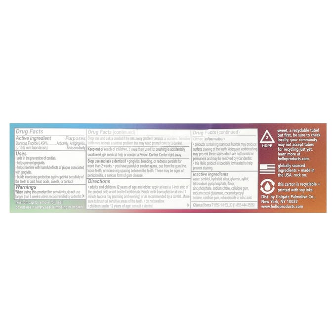 Hello, 8 in 1 Mighty Multi-Tasker Fluoride Toothpaste, Natural Mint Blend, 4 oz (113 g) white