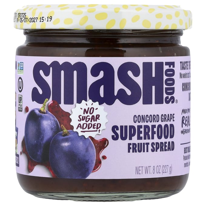 Smash Foods, Superfood Fruitspread, Concord Druif, 8 oz (227 gr) black