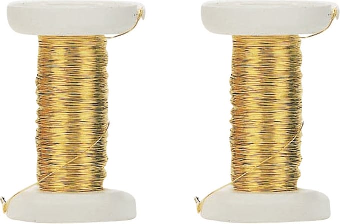 Goud metallic bind draad/koord - 2x stuks - 0,4 mm dikte 40 meter - Hobby artikelen/Knutselen materialen
