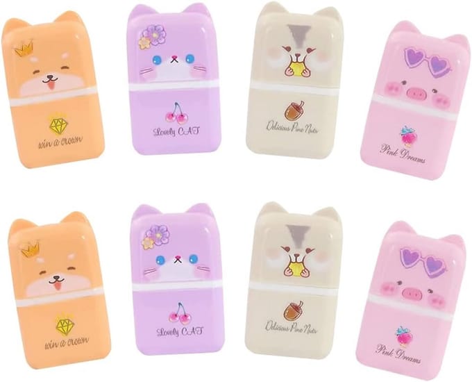 8 Stuks Leuke Potloodgummen met Roller voor Kinderen