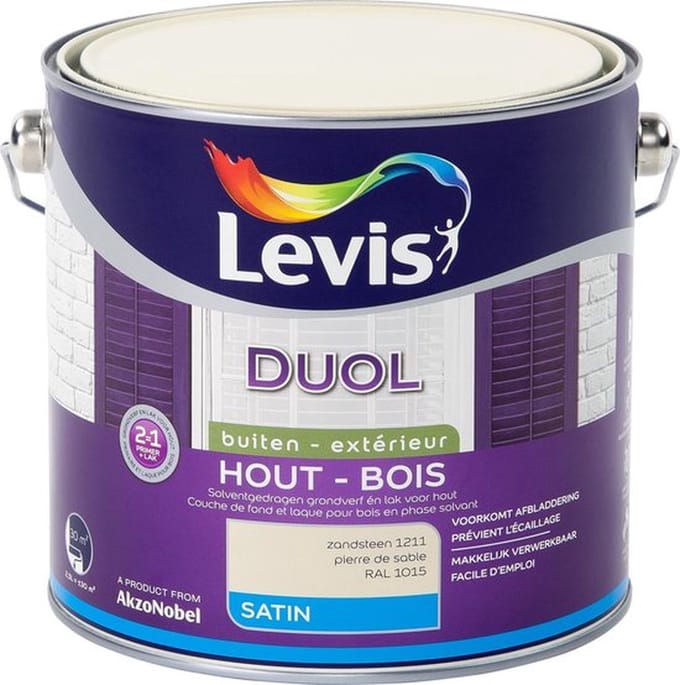 Levis - Duol Hout Buiten Satin - Zandsteen - 2,5 L