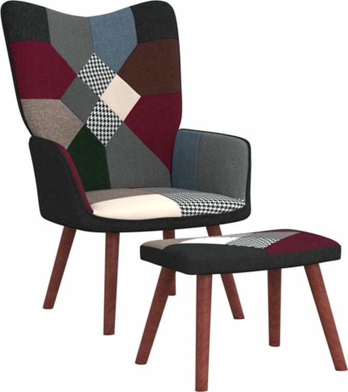 vidaXL - Relaxstoel - met - voetenbank - patchwork - stof