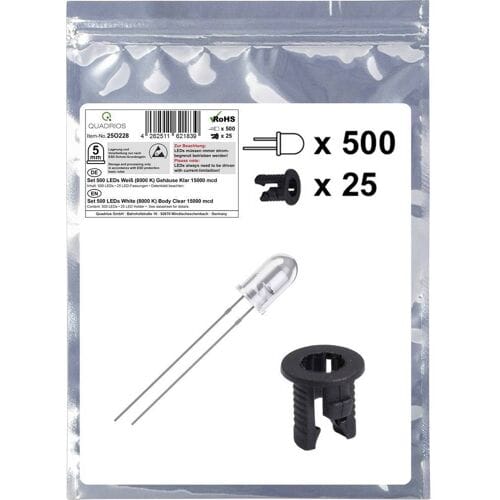 Quadrios 25O228 LED-assortiment Wit Rond 5 mm 15000 mcd 20 mA 3.0 V