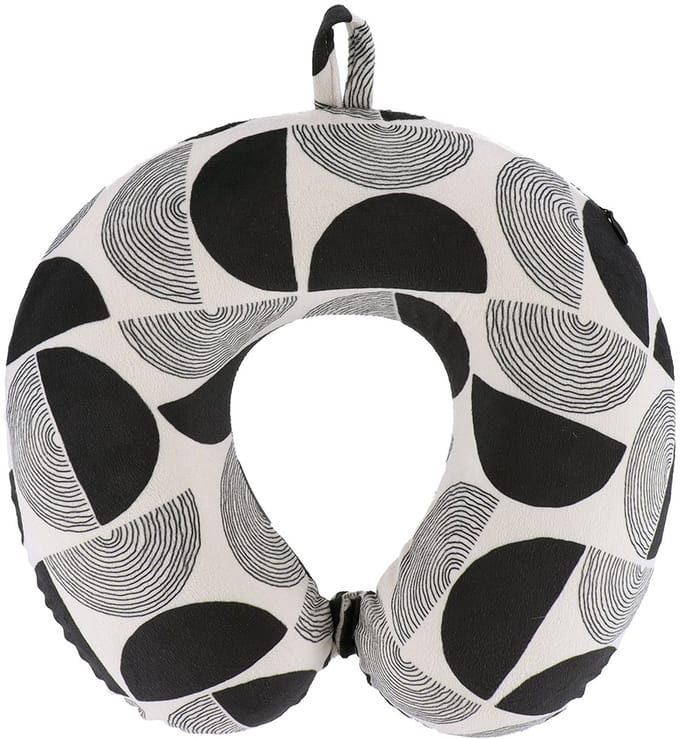 Tendance Nekkussen Bilbao - zwart/wit - met ophangclip - polyester - reiskussen voor onderweg