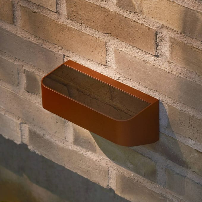 Nordlux LED buiten wandlamp Marcellio, bruin, sensor, IP54