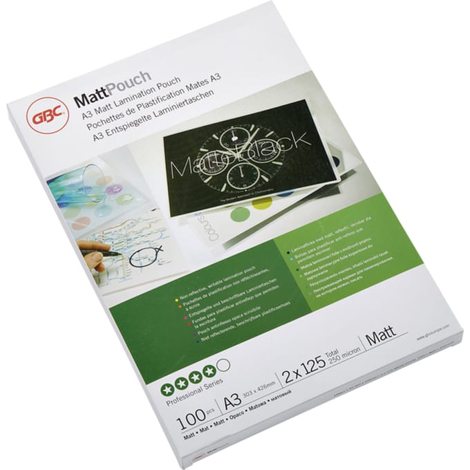 GBC - Document Lamineerhoezen - voor A3 Documenten - 250 Micron - Mat - 100 Stuks