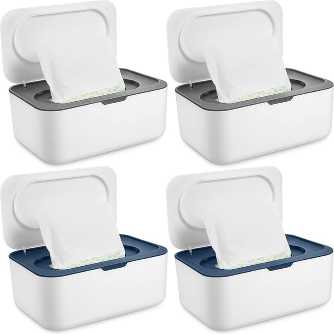 4x Navulbare Babydoekjesdispenser Set - Vochtig Doekjes Houder met Afsluiting