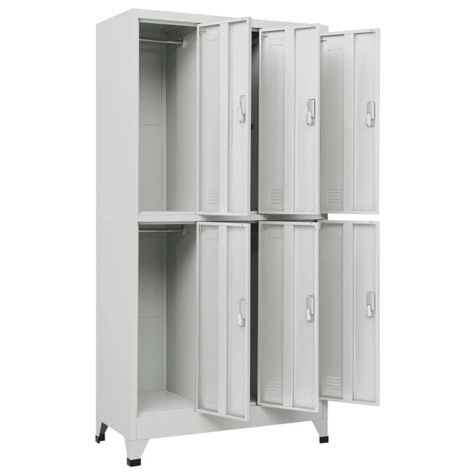 vidaXL - Lockerkast - met - 6 - vakken - 90x45x180 - cm - staal - grijs
