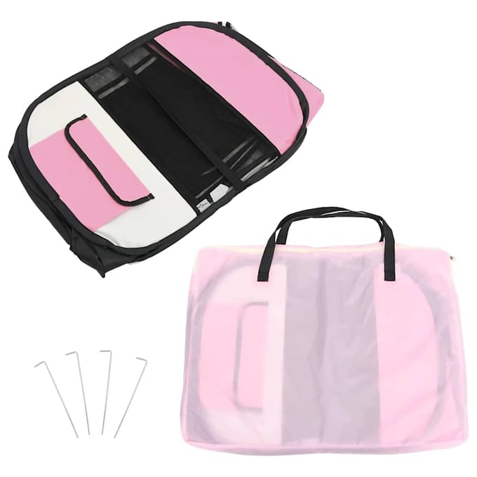 vidaXL - Hondenren - inklapbaar - met - draagtas - 90x90x58 - cm - roze